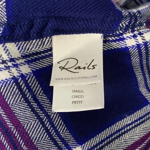 Rails Hunter Flannel Long Sleeve Button Up / Down Shirt Purple Magenta Blue - Picture 5 of 7